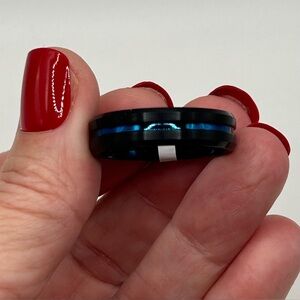 13.5 Tungsten Carbide Black Blue Ring